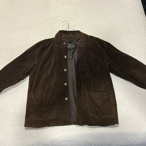 Harold Powell Brown Genuine Leather Overcoat (Size XL)